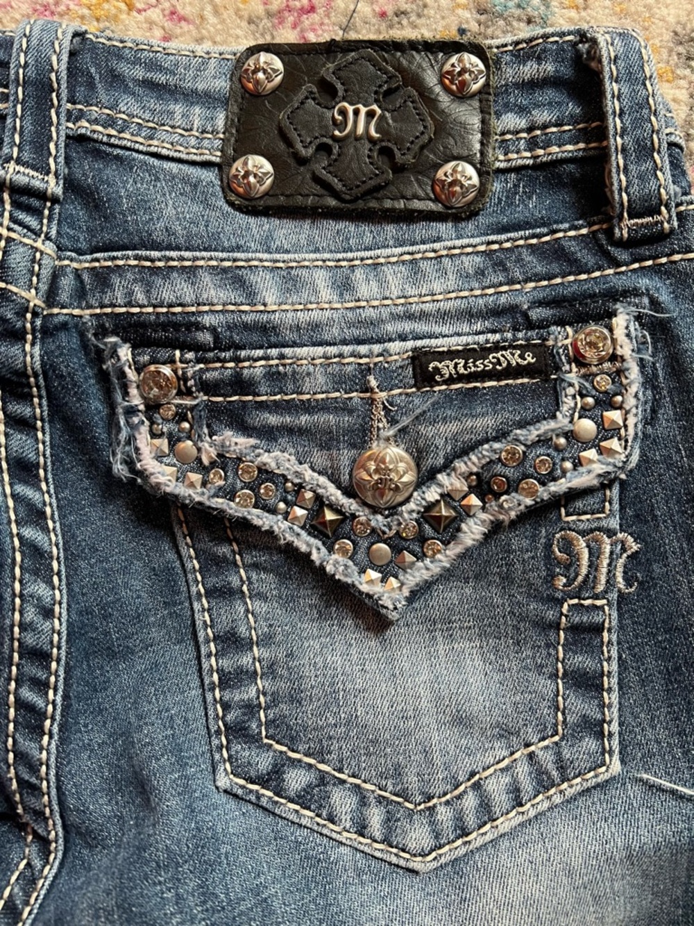 💋💋Miss Me Blue Rhinestone-Trim Bootcut Jeans💋💋
